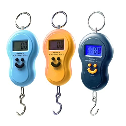HalyCare Hanging Electronic Travel Scale, Gourd Compact Portable Backlit Luggage Hanging Hook Scale with LCD Display (Yellow)