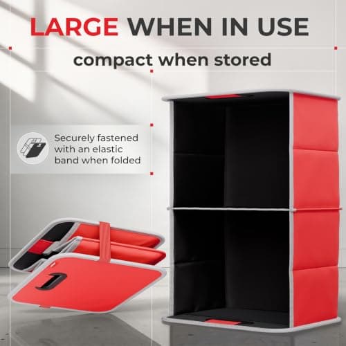 achilles Car Folding Box Xl, Foldable Trunk Bag, Shopping Organizer, Basket, Storage Bags, Box (Red, 50cm x 32cm x 27cm) — view 3