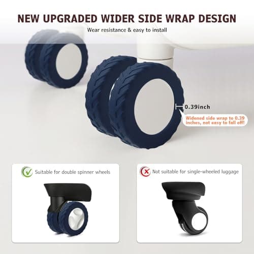 Luggage Wheel Covers, Anti Dust & Scratch, For 2-2.4" Wheels - Dark Blue — view 2