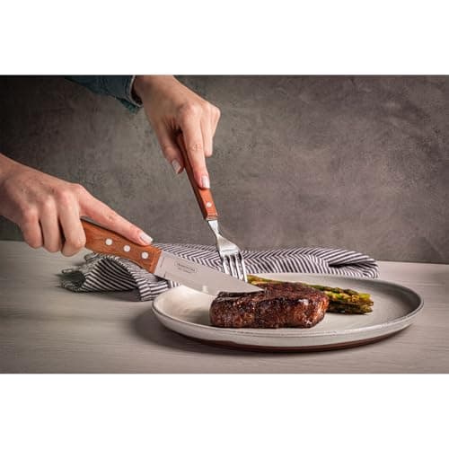 Tramontina 5” Jumbo Steak Knives Set of 4, Sharp Knife with Wooden Handle, ‎Camping, Kitchen, Rustic, 22399079 — view 6