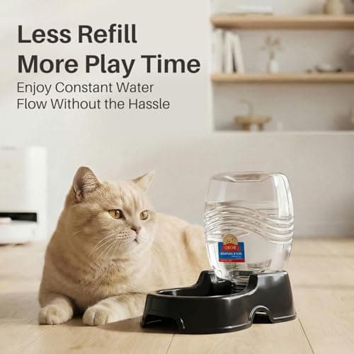 Flexzion Pet Water Dispenser Station, Black (3/8 Gallon) Auto Replenish Gravity Waterer Drinking Fountain Bottle Bowl Dish Portable Stand for Small Dog Cat Animal — view 2