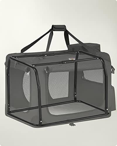 Feandrea Foldable Pet Carrier Bag, Portable Cat Dog Carrier, Soft Sided Pet Travel Carrier with Breathable Mesh, with Handles, Storage Pockets, 70 x 52 x 52 cm, Black PDC70H — view 4