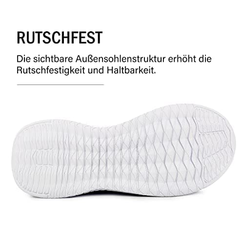 FUJEAK Mens Trainers Shoes Walking Running Gym Slip on Tennis Sneakers Joggers Sport Casual Outdoor Fashion Jogging Shoes Lightweight Breathable Comfortable White Size 9 UK — view 5