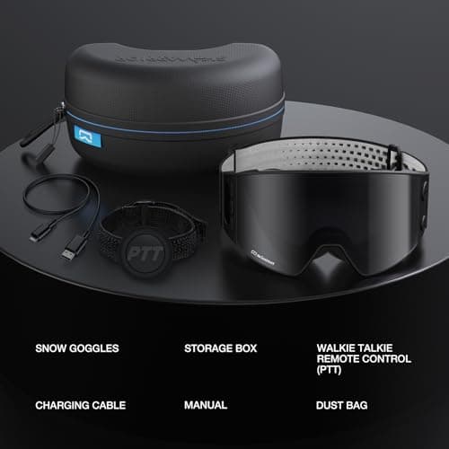 SKIWARRIOR Multifunctional Smart Wireless Ski Goggles with Walkie-Talkie, Anti-Fog Zeiss Lens, Music & Call Function (G01-Black) — view 5
