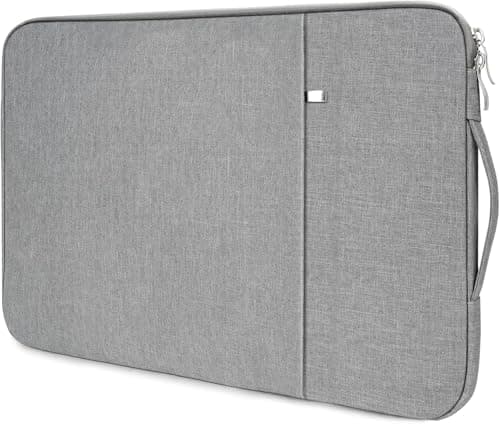 Flintronic 14 Inch Laptop Sleeve - Water Resistant, Portable Mens Laptop Bag With Pockets, Compatible With MacBook, Asus, Dell, HUAWEI (Light Gray)