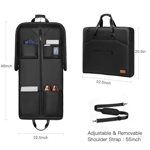 Garment Bags for Travel,Moulyan Carry on Garment Bags for Hanging Clothes Travel,Waterproof Suit Bag with Straps for Men Women Black — view 2