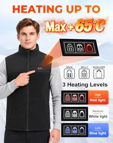 CKARTIC Heated Gilet for Men with 10000mAh Power Bank Heated Vest Men 2XL — view 5