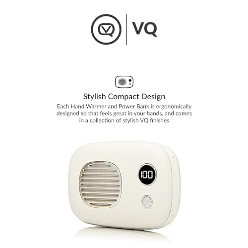 VQ Rechargeable 10,000mAh Power Bank Hand Warmer, Mobile Phone Portable Charger & Pocket Heater, Powerbank Electric HandWarmer Battery Pack for Indoor, Outdoor Sports, Camping - Cream — view 5