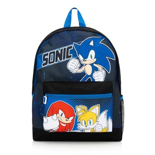 Sonic The Hedgehog Boys Backpack, Kids School Bag, Blue Black Gaming Rucksack with Front Pocket & Side Mesh, Lightweight School Travel Bag — view 2