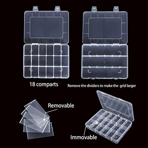 LAifu Snack Box With Compartments, 2 PCS Snackle Box Trays with 18 Removable Grids Compartments, Clear Multi Stackable Plastic Organizer Container for Snack, Fruits, Pills, Beads, Bolts and Nuts — view 4