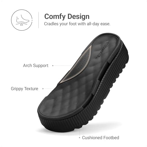 DREAM PAIRS Women's Platform Slip on Adjustable Sandals,All Black,6 — view 6