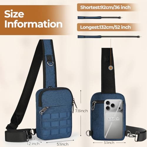 BROADREAM Anti-theft Sling Bag - Waterproof Crossbody Chest Pack for Men, Mini Shoulder Bag with Zipper Lock & RFID Blocking for Travel Work Sport — view 6