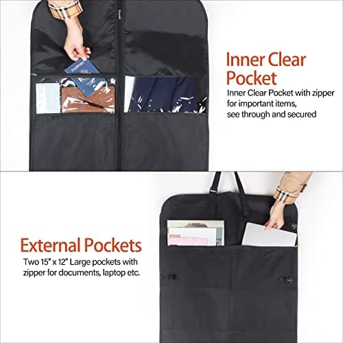 Univivi Suit Carriers for Men, Garment Bag for Travel, 50in Suit Bag, Black — view 4