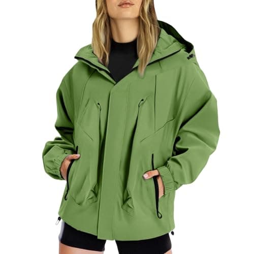 Women's Lightweight Waterproof Jacket, Casual Outdoor Raincoats with Hooded, Breathable Zip Up Softshell Jackets with Pockets, for Spring Fall Winter