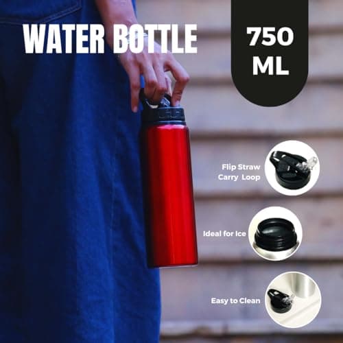 Sports Water Bottle with Straw 750ml Reusable Durable Metal Water Bottle — view 2