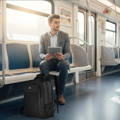 MATEIN Travel Laptop Backpack, Work Bag Lightweight Laptop Bag, Dark Black — view 5
