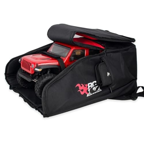 RC Car Bag, Waterproof RC Backpack, RC Car Storage with PP Board Support and Multi Pockets for Tools & Accessories for Axial SCX10 Capra & TRX4 TRX6 1/10 Scale RC Crawler Buggy Monster Truck (Red) — view 5