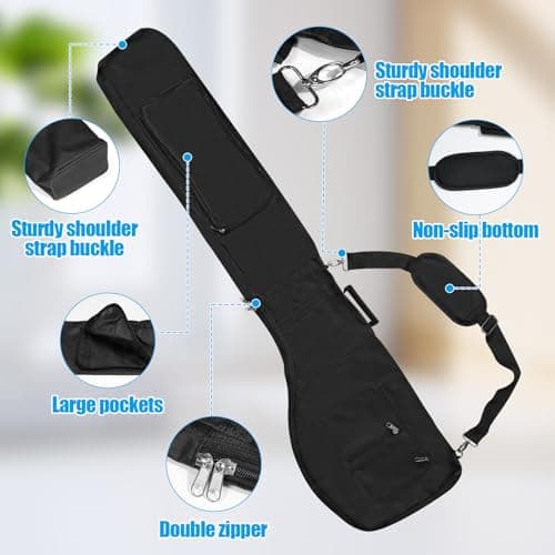 TEUYOE Foldable Golf Club Travel Bag, Golf Club Carrier Bag with Zipper for 8-10, Small Lightweight Portable Golf Carry Bag Waterproof for Women, Men, Black — view 4