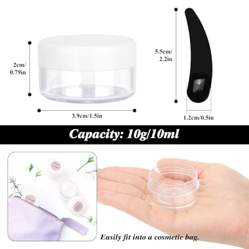 BELICOO 48 PCS Empty Plastic Cosmetic Jars, 10ml Travel Pots for Toiletries — view 3