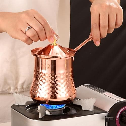 KiBcsLic Rose Gold Coffee Pot with Lid And Handle, Professional, Comfortable Handle for Induction Hobs, Kitchen Helper, S — view 3