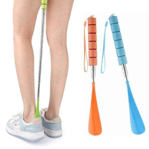 2 Pack Telescopic Shoe Horn Long Handled, 12-28 Inch Stainless Steel Metal Shoehorn, Adjustable Length Shoe Horn for Seniors, Pregnant Women, Men, Women & Kids, Portable for Travel & Boots — view 4