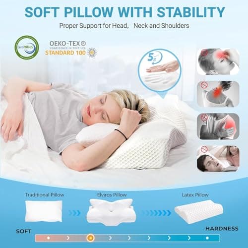 Elviros Cervical Memory Foam Neck Pillow for Neck Pain Relief — view 4