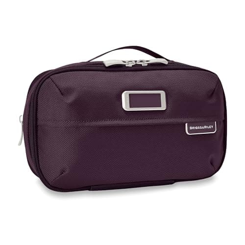 Briggs & Riley Wash Bag - Travel Bags for Women & Men, Organiser for Travel, Dopp Kit for Bathroom Accessories, Makeup, & Skincare, Plum, Expandable Essentials Toiletry Kit, Expandable