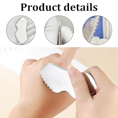 ExcellaElite 2Pcs Body Gua Sha Stainless Steel, Metal Gua Sha Massage Tool for Face Neck Back Legs and Other Body Parts — view 5