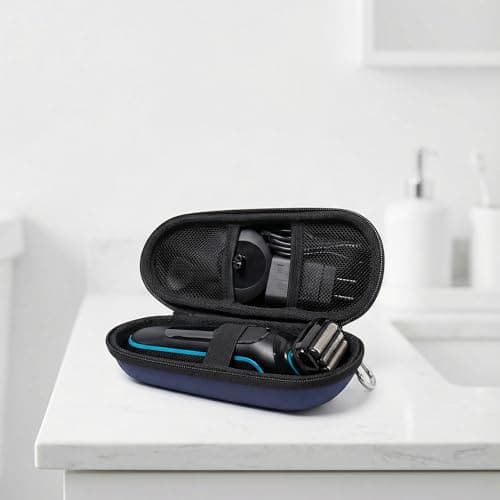 Nincha Electric Razor Case for Braun Series 3, 5, 7, 9 Shavers, Hard Shell EVA Travel Case with Charger Storage, Shaver Protective Carrying Case with Carabiner Navy Blue — view 6