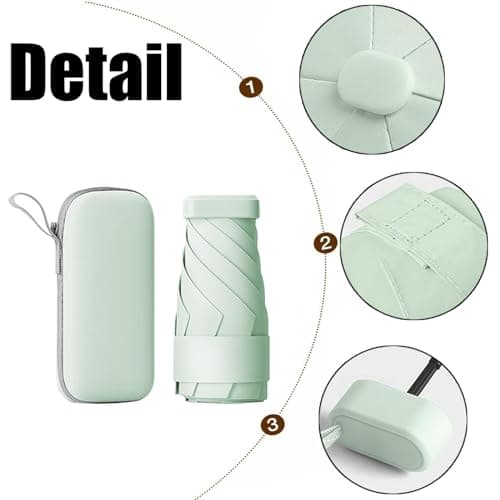 wodehahagou Mini Umbrella Compact Umbrella Small Mini Umbrellas for Women Handbag Size Travel Folding Travel Portable with Storage Box ﻿ — view 3