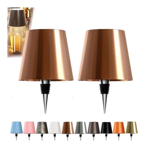 JORCEDI Wireless Bottle Lamp - Rechargeable Bottle Lights USB Rechargeable Bottle Lamp Kit, LED Bottle Lamp Wine Bottle Lamp Touch Dimmable Lamp for Bottle (2pcs Rose Gold,3 Color)