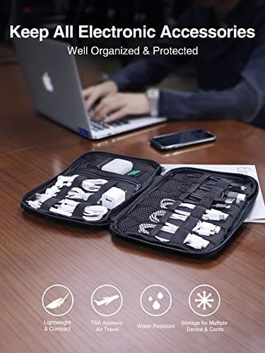 Luxtude Electronics Travel Organiser, Compact Cable Organiser Bag, Portable Cable Tidy Bag, Travel Cable Case Tech Organiser Pouch for Electronic Accessories, USB, SD, Charger, Drive — view 2