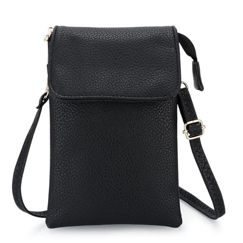 Vegan Leather Crossbody Bags for women, Phone Wallet Bag, Small Black Shoulder Bag with an Adjustable Strap Cross Body Bag for Ladies Shopping,Dating, Working,Travel, Fit Phone Less 6.5 Inch