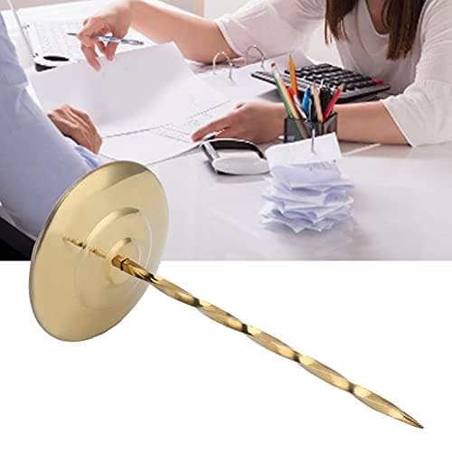 KENANLAN Receipt Holder, Thickened Non-Slip Stainless Steel Ticket Spike with Round Base for Restaurants, Bars, Kitchens (Golden Spiral Rod) — view 3