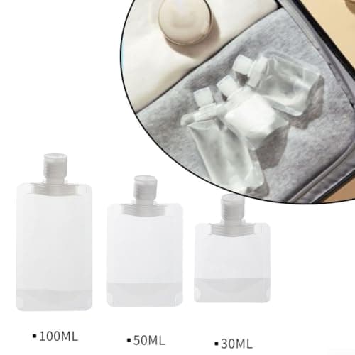 Reusable Travel Containers for Liquids 10pcs White Plastic Pouches 30-100ml Leakproof Toiletry Containers Baby Travel Nappy Bag Accessory(100ml) — view 4