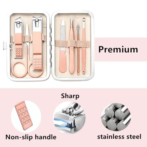 Manicure Set Nail Clipper Set Stainless Steel Women Men Toe Finger Nail Clippers Personal Care Tools with Portable Travel Case Manicure Pedicure Tools Women Men Grooming Kit Present(Rose Gold) — view 6