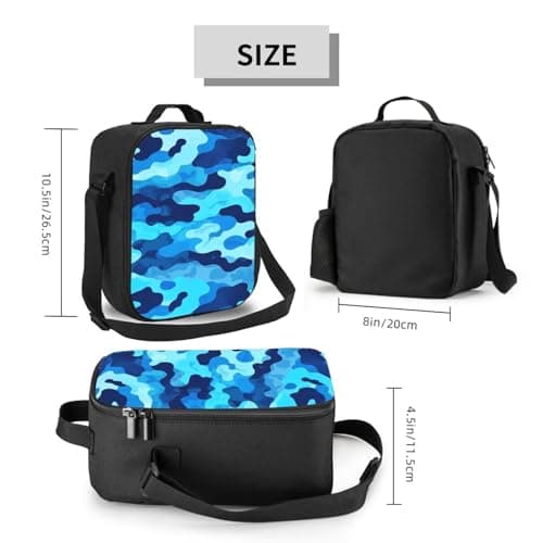 YUAOEUR Blue Camo Lunch Bag Insulated Lunch Box for Boys Girls Adults Children Women Men School Picnic Outdoor — view 2