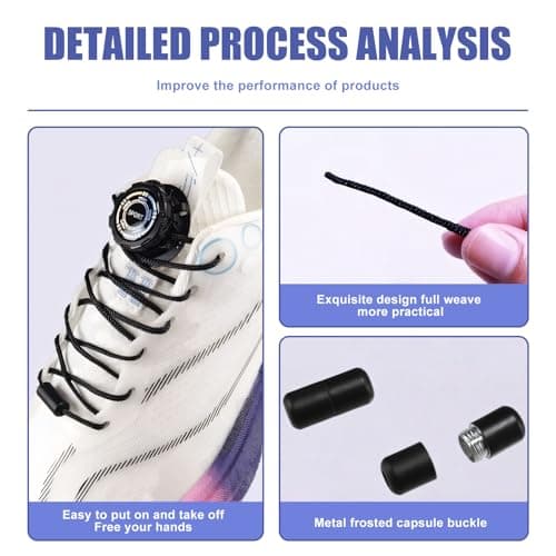 Lotnery Automatic Twist Laces Knob Style Automatic Buckle - Elastic Shoelaces with Rotating Lock for Quick Adjustment Sneakers Running Shoes Casual Shoe Laces for Adults Kids — view 3