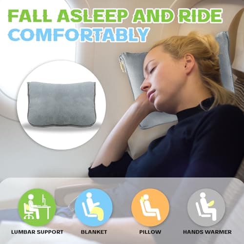 Jokureao 2 in 1 Travel Blanket and Pillow, Soft Micro Plush Portable Airplane Blanket, Ultralight Travel Blanket, Compact Foldable Flannel Blanket for Flights, Car, Business Trips — view 6