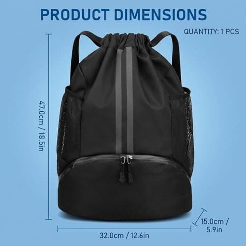 1PC Drawstring Bags, Large Football Boot Bag with Wet Dry Separation, Durable Drawstring Backpack Gym Sack, Lightweight Football Bag for Training, School, Gym and Outdoor Use — view 2