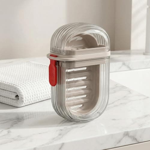 Merzio 2 Pack Travel Soap Case, Leak Proof Soap Dish with Lid, Portable Soap Box Holder Container with Drainage Layer for Bathroom, Shower, Gym, Camping and Outdoor Activities (Grey) — view 3