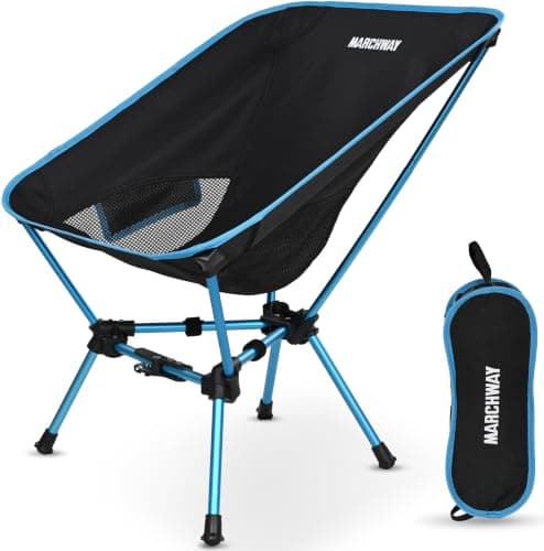 MARCHWAY Lightweight Folding Camping Chair with Spring Lock, Stable Compact Portable for Outdoor Camp, Travel, Beach, Picnic, Festival, Hiking, Backpacking (Blue)