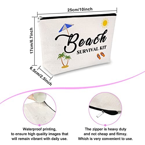 Beach Lover Gift for Women Makeup Bags Beach Themed Gifts for Women Girls Friend Cosmetic Bags Vacation Gift for Sister Bestie Birthday Christmas Graduation Present Travel Cosmetic Pouch — view 3