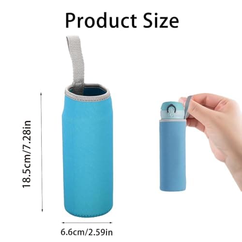 Water Bottle Sleeve Neoprene Pouch for Outdoor Hiking Travel (550ml, Blue) — view 2