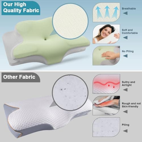 OSDUE Memory Foam Pillow, Cervical Pillows for Neck and Shoulder Pain, Orthopedic Ergonomic Pillows for Side, Back and Stomach Sleepers with Removable Cover, Mint Green — view 3