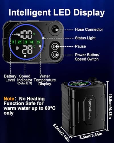 Spopal Flagship 13000mAh Portable Camping Shower with Ultra Long Runtime — view 3