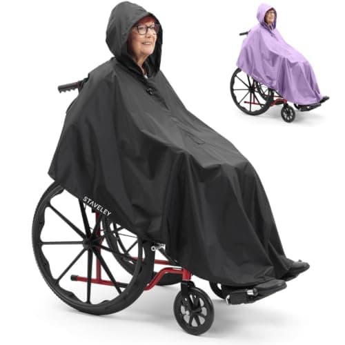 Staveley Wheelchair Rain Cape Poncho Waterproof | Unisex Lightweight Adult Mobility Rain Cape | Protection for Wheelchair & Electric Wheelchair Users