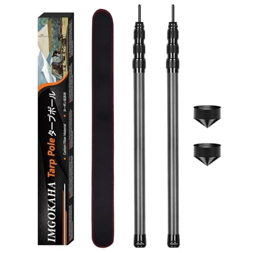 Tent Pole Carbon Fiber, Telescopic Tarp Poles 1.7M, Camping Adjustable Tarp Poles, Extendable Tent Poles 56-170cm, Awning Poles for Camping, Backpacking, Hiking, Canopy & Outdoor Shelter(Set of 2)