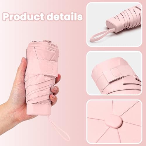 Mini Compact Travel Umbrella - 6Ribbed Portable UV Protection Sun Umbrella - Small Handbag Size for Women — view 3