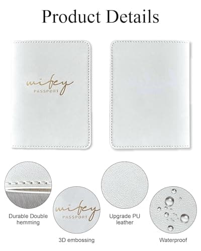 GroomBrideGifts Hubby and Wifey Passport Wallet, Wedding Gifts for Couples, Passport Holder for Travel, Honeymoon Travel Essentials, A Wifey & Hubby, 5 * 6, Minimalist — view 4